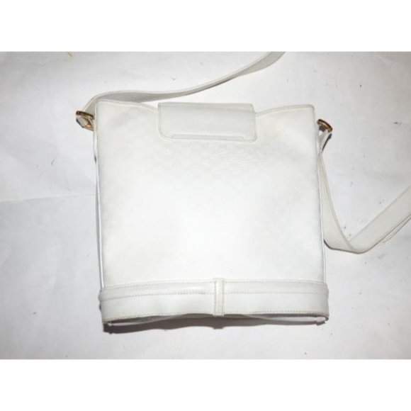 Gucci Vintage White Bucket Bag Small G Logo Coated Canvas And White Leather - Picture 9 of 12